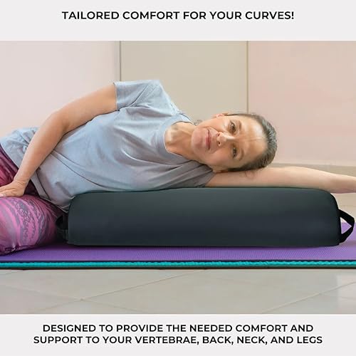 ForPro Premium Jumbo Half-Round Bolster Pillow for Massage and Yoga, Oil and Stain-Resistant, 9”W x 4.5" H x 26”L, Black