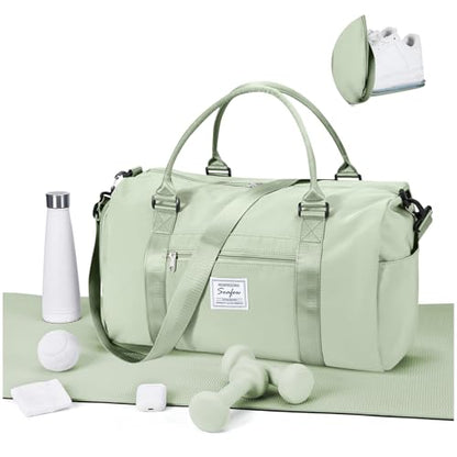 Gym Bag for Women Men with Shoes Compartment,Sports Duffle Bags Personal item travel Duffel Tote Bag Small Carry on Weekender Overnight Bag Workout Dance Bags Hospital Holdalls Grass Green - color: A18-Grass Green