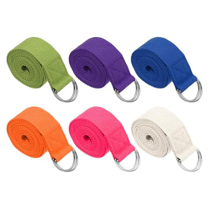 PATIKIL Yoga Strap for Stretching, Cotton Yoga Belt with Adjustable Metal D-Ring Buckle Stretch Bands for Fitness Pilates - color: Dark Green/Dark Purple/Navy Blue/Orange/Fuchsia/White