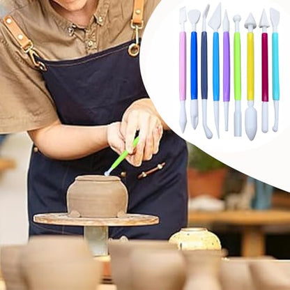 9 Pcs Clay Sculpting Tools Set, Double-Ended Plastic Air Dry Clay Tool Kit, Clay Tool for Pottery, Polymer, Air Dry Clay, Ceramic, Modeling, Shaping, DIY Crafting - color: 9Pcs