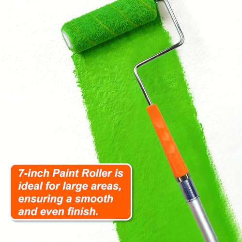 King Origin Paint Roller Kit with Extension Pole (4 ft), 10 PCS | 7" Paint Roller Covers, Roller Frame, Paint Brush, House Paint Supplies for Painting Walls, Home Interior - color: 7" Rollers, 10-Pack