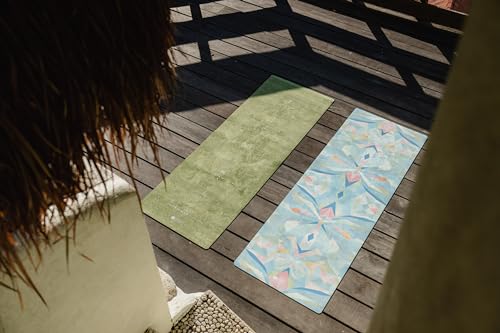 YOGA DESIGN LAB | The Combo Yoga Mat | 2-in-1 Mat+Towel | Eco Luxury | Ideal for Hot Yoga, Power, Bikram, Ashtanga, Sweat | Studio Quality | Includes Carrying Strap! - color: Butterfly Glow, size: 3.5mm