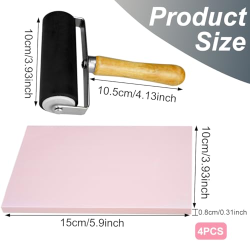 4 Pcs Rubber Carving Linoleum Blocks 4x6 Inch Rectangular Rubber Stamp Carving Blocks with Tools, Soft Stamp Carving Kit for Printmaking, Printing and Stamp Soft Rubber More Crafts - color: 4x6 Set