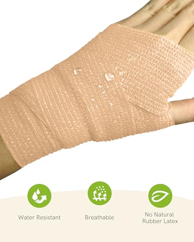 FriCARE Self Adhesive Bandage Wrap, Medical Tape in First Aid Kit | Elastic Cohesive Bandages for Sports/Vet/Wrist Ankle Wounds, 2 Inches X 5 Yards, Latex-free 6 Rolls, Pastel Haven - color: Pastel Haven