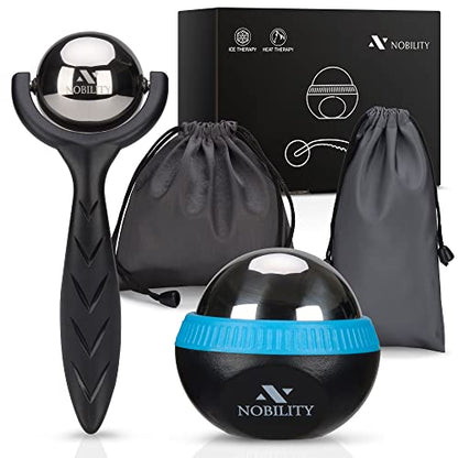 Nobility Massage Ball Roller– Ice Cold and Hot for Deep Tissue and Sore Muscle Relief of Stiffness and Stress, Body, Neck, Back, Foot, Plantar (Black) - color: Black