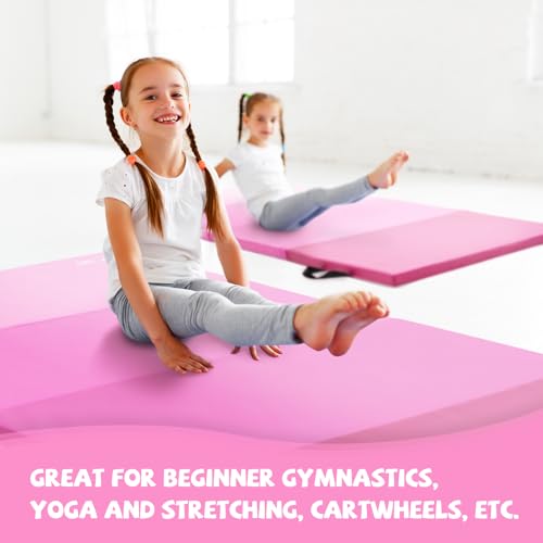 Kangaroo Hoppers Gymnastics Tumbling Mats Foldable Gym Tumble Mat for Kids - color: Gradient Pink, size: 4×8FT×1.5''