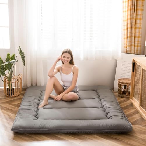 MAXYOYO Japanese Floor Mattress 4" Thick Twin Size Foldable Futon Mattress - color: Charcoal Grey, size: Twin