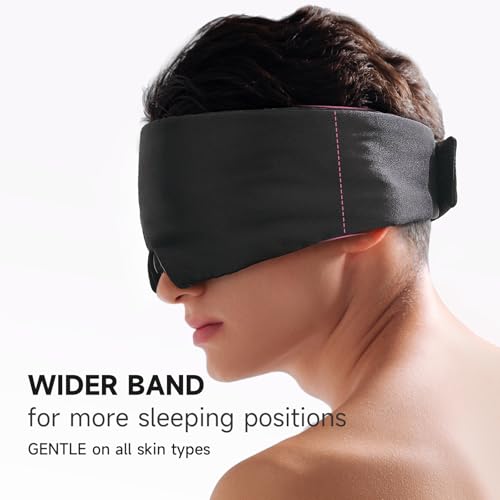 Umisleep Satin Sleep Mask for Side Sleeper, Blackout Eye Mask for Women Men - color: Black