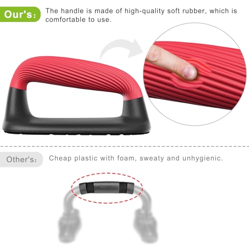 Kipika Push Up Bars, Pushup Stands, Anti-Slip Soft Plastic Push Up Handles, Bottom Anti-Slip Pad, Strength Training Equipment, Perfect for Floor Workout Exercise - color: C: Black & Red