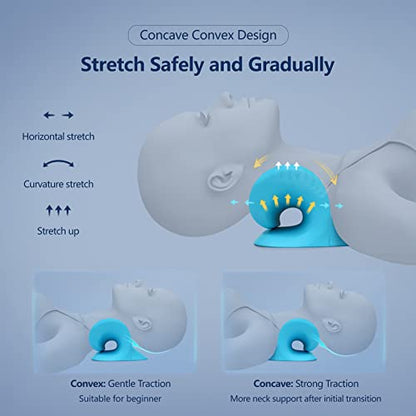 Cozyhealth Neck Stretcher for Neck Pain Relief, Neck and Shoulder Relaxer Cervical Traction Device Pillow for TMJ Pain Relief and Muscle Relax, Cervical Spine Alignment Chiropractic Pillow (Blue) - color: Blue