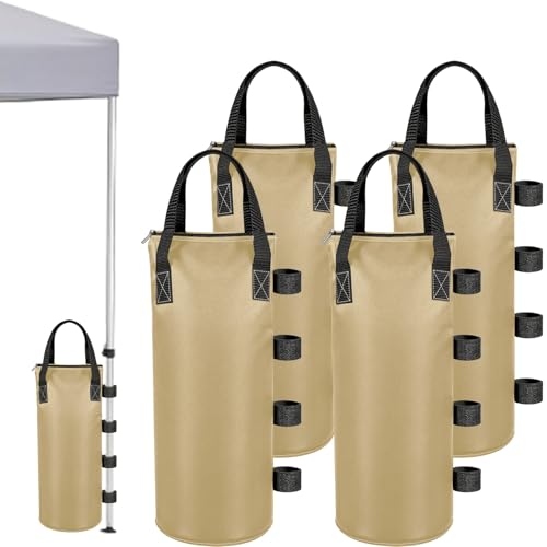 140 LBS Zipper Canopy Weight Bags, Heavy Duty Sand Bags for Instant Canopy Tent Gazebo Pergola Patio Umbrella, 19 x 8 Inches Tent Weights Set of 4, Canopy Accessories for Outdoor Stability (Beige) - color: Beige