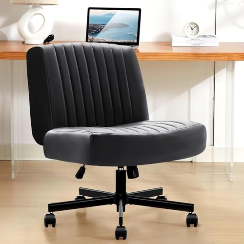Criss Cross Chair,Thick Padded Cross Legged Office Chair,Black - color: Black