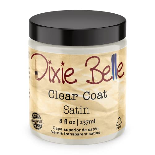 Dixie Belle Paint Company - Clear Coat Satin (8oz) - Polyacrylic Topcoat | Satin Finish Polyacrylic Topcoat - Chalk-Friendly Furniture Paint Finish - color: Satin, size: 8 Fl Oz (Pack of 1)