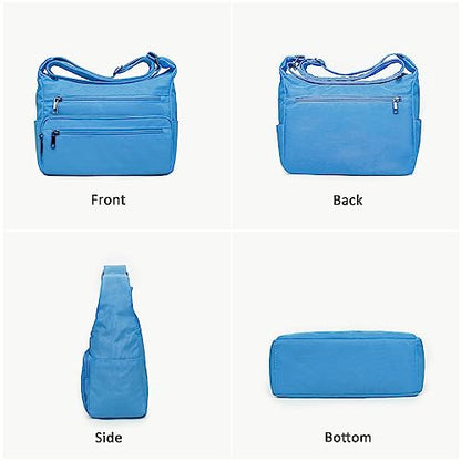 VOLGANIK ROCK RFID Purses for Women Fabric Nylon Multi Pocket Crossbody Bag Ladies Travel Handbag - color: Blue#106, size: Standard