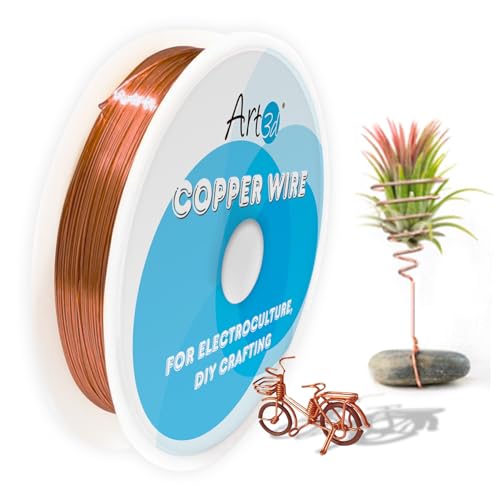 Art3d 18 Gauge Bendable Pure Soft Copper Wire for DIY, 60 ft, 1 Roll | Flexible, Malleable, Polished Finish, Easy to Shape, Easy Unwinding, for Jewelry Making, Electroculture, DIYers, Artisans - color: Pure Copper - for Electroculture, size: 18 Gauge / 60