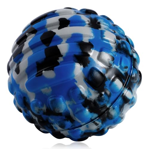 Deep Tissue Massage Ball for Exercise & Recovery - SGS Certification - Targets Back, Shoulder, Legs&Feet - Relieves Muscle Knots, Joint Pain&Tightness, Pressure Point Therapy- Myofascial Release Ball - color: Blue&gray, size: 1-Pack | 2.8-inch