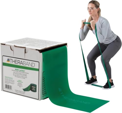 THERABAND Resistance Band, Gold, Max, 25-Yard Roll, Latex-Free, Elastic Band for Exercise, Physical Therapy, Yoga, Pilates, Stretching, Home Workouts, Color-Coded for Easy Resistance Levels - color: Green - Heavy