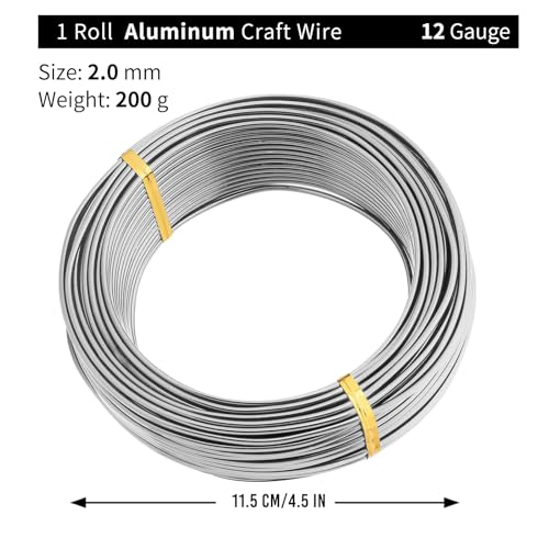 Bonsai Training Aluminum Wire, 2.0mm 12 Gauge Silvery 200g, Bendable Anodized Craft Wire, Flexible Armature Wire for Bonsai Tree Shaping, DIY Handcraft and Model Making(Silvery-2.0) - color: Silver, size: 12 Gauge