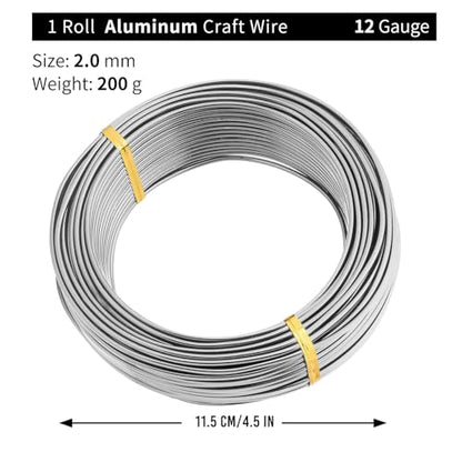 Bonsai Training Aluminum Wire, 2.0mm 12 Gauge Silvery 200g, Bendable Anodized Craft Wire, Flexible Armature Wire for Bonsai Tree Shaping, DIY Handcraft and Model Making(Silvery-2.0) - color: Silver, size: 12 Gauge