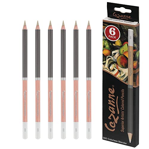 Cezanne Creative Mark Premium Colored Pencils, Colorless Blender, 15 Packs (90 Count) Highly Pigmented Artist Set, Smooth Sketching Coloring Highlighting Blending, Soft 3.3Mm Wax-Based - color: Colorless Blender, size: 6 Count (Pack of 15)
