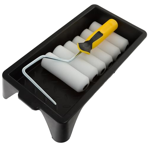 Coral 43401 Easy Coater Paint Mini Roller Kit - Includes 8 pcs (6 Covers) High-Density Foam Cover for Gloss Roller Kit - Ultimate Paint Roller Set for House Painting - Ideal Wall Painting Kit - size: 4" Mini - 8PC (Gloss), style: Mini-Roller Set