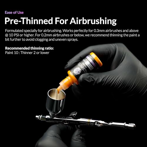 Gaahleri Kaleido Water-Based Acrylic Airbrush Paint Kit 24 Auto Color Set | Acrylic Paint, Pre-Thinned, High Gloss, Fast-Drying, with Thinner & Cleaner - color: 24 Auto Colors Set