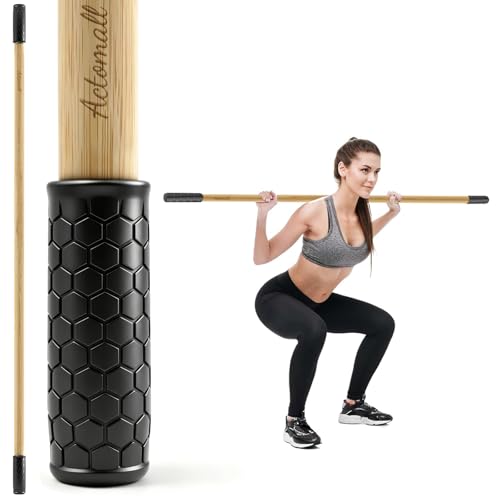 Bamboo Yoga Stick, 58.5-Inch Stretching Stick for Exercise | 58.5 in one-piece bamboo stretch bar with non-slip rubber ends for flexibility, posture, Pilates and therapy exercises