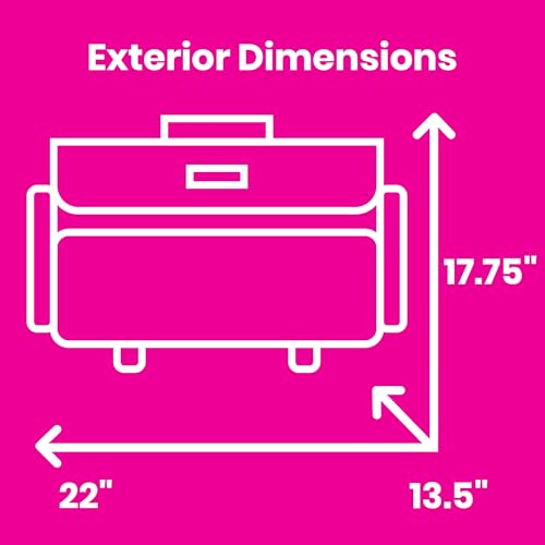 Everything Mary 4 Wheels Collapsible Deluxe Sewing Machine Storage Case - Rolling Trolley Carrying Bag for Brother, Singer - color: Grey & Pink