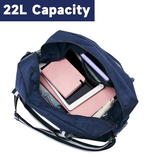 Arxus Carry On Travel Bag, Lightweight Foldable Packable Tote Bag 25L - color: Navy Blue