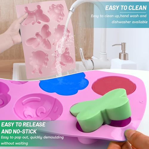 Sakolla 2 Pack Insect Silicone Soap Molds, 6-Cavity Dragonfly Butterfly Ladybug Shape Silicone Molds for Soap Making, DIY Baking Mold for Lotion Bars, Chocolate, Candy, Muffin, Biscuit, Cookie Pans - color: Butterfly