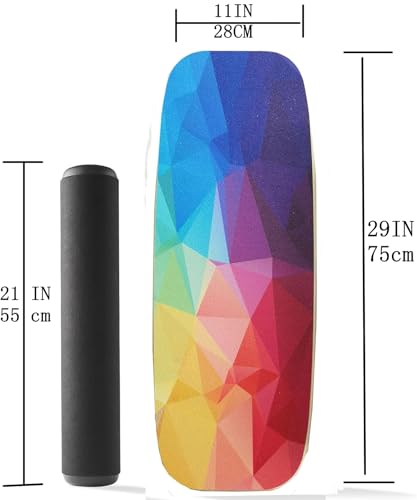 Balance Board Surf Trainer with Adjustable Stoppers - 2 Different Distance Options Balance Board for Surfing, Snowboarding, Skiing, Skateboarding, 300lbs Capacity - color: multicolour