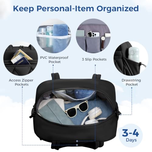 Women's Duffle Gym Bag, Carry-On Shoe Compartment for Weekender Overnight - color: Black, size: Large
