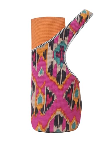 INDIAN CRAFT CASTLE Yoga Mat Bag | Tote Mat Bag | Sling Yoga Tote w/Large Side Pocket & Zipper Pocket | Yoga Mat Carrier Fits Most Size Mats - color: Pink Multi