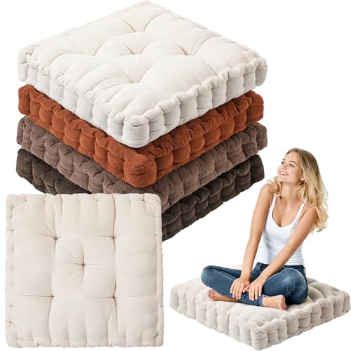 Jerify Mixed Colors 4 Pcs Large Floor Pillow Cushion,Square 20 x 20 | Round Square Flexible Seating Floor Meditation Pillow for Classroom Adult Picnic Party Learning Daycare School Reading Corner - color: Mixed Colors, size: Square 20 x 20