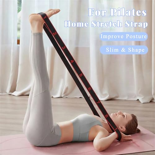 Fitness Resistance Band for Stretching and Yoga, 8-Section Elastic Stretch Strap with Numbered Markings, Adjustable Training Band for Pilates, Flexibility, Home Gym Workout