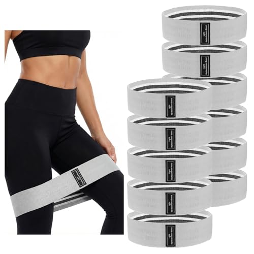 12 Pcs Fabric Resistance Bands for Working Out, for Working Out Booty Workout Stretch Exercise Bands Non Slip for Legs Squat Resistance Loop for Home Gym Workout, Yoga, Pilates