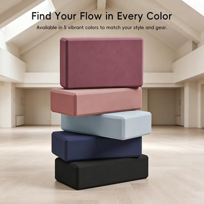 High Density EVA Yoga Blocks 2 Pack, 280g Pro-Level Exercise Brick (46-50 Shore C Firmness), Odor-Free & Non-Slip Foam Props for Yoga, Pilates & Stretching - color: black