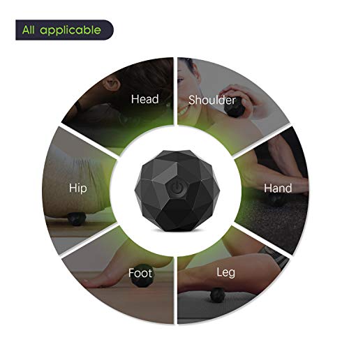 Electric Vibrating Massage Ball, 2-Speed Fitness Yoga Pilates Physical Therapy Massage Roller to Fight Sore Muscles,Washable Negative Ion Vibration Massages ball for Muscle Recovery,Myofascial Release - color: Black