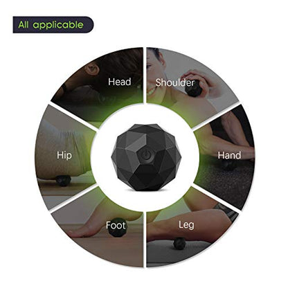 Electric Vibrating Massage Ball, 2-Speed Fitness Yoga Pilates Physical Therapy Massage Roller to Fight Sore Muscles,Washable Negative Ion Vibration Massages ball for Muscle Recovery,Myofascial Release - color: Black