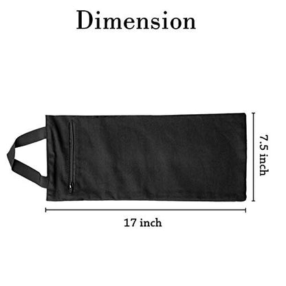 Yoga Sand Bag - Cotton Unfilled for Yoga Weights and Resistance Training, Size- 7.5" X 17" - color: Black