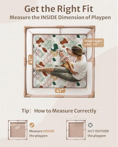 Blissful Diary Baby Play Mats for Floor, 47x47 Inch Playpen Mat, Thicker Padding Foam Playmats for Babies and Toddlers Infants, Modern Abstract - color: Modern Abstract, size: 47" X 47"
