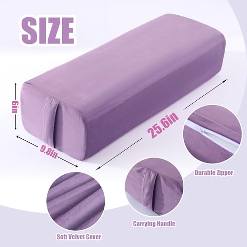 MABOZOO Yoga Bolster Pillow, Triple-Layer Sponge Rectangular Yoga Bolster with Carry Handle Meditation Pillow with Washable Cover for Restorative, Meditation - color: Purple