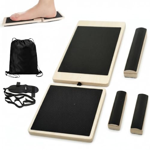 Axis Balance Board And Wobble Board For Sport Posture Correction, Plantar Fasciitis Relief, And Physical Therapy Training Kit With Stretch Strap and Poly Bag container included
