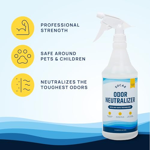 SOCAR CHEMICAL - Odor Neutralizer Eliminates odors for Home, Office, Gym, Car. Eliminates Unwanted Smells from Pets, Cooking, Sports Gear, Urine, Vomit & Unwanted, Strong Odor 32oz Liquid Spray - size: 32 Fl Oz (Pack of 1)