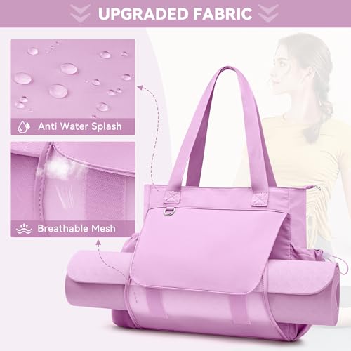 WLLWOO Thick Yoga Mat Bag Women Gym Tote Breathable Mesh Holder Wet Pocket - color: Purple
