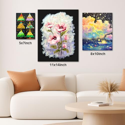 12 Pack Canvas for Painting 8x10 Inch, Black Canvas Boards for Painting Cotton Primed Acid Free Blank Canvas Panels for Oil, Acrylic Paint and Tempera. - size: black canvas 8x10in 12pack