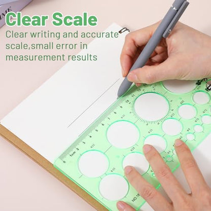 2 Pcs Circle Stencils,Portable Circle Template for Drawing | Lightweight Circle Ruler Geometric Stencil Shapes Circles,Triangles,Squares,Hexagons for Office,School,Building Formwork