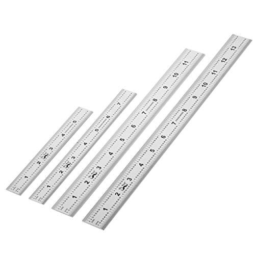 Mr. Pen- Machinist Ruler, 4 Pack, (6, 8, 12, 14 Inch) | Stainless Steel Metric & Imperial, Precision Measuring Tool, 1/64", 1/32", 0.5 mm Graduation for Engineering, Carpentry - style: 6, 8, 12, 14 inch