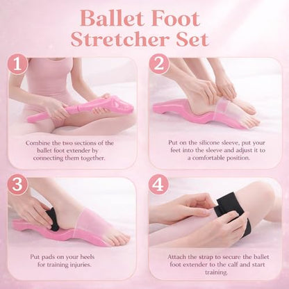 Ballet Foot Stretcher Set – Original Dance Foot Stretching Trainer for Arch & Flexibility, Ballet, Yoga & Dancers - color: Pink