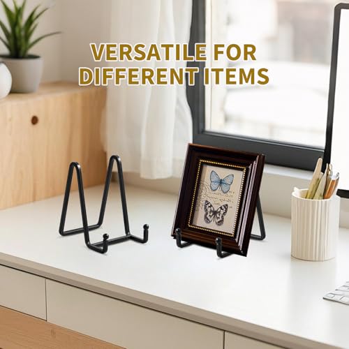 Plate Holder Easel Display Stand - 4.5 inch Metal Plate Stands for Display - Tabletop Picture Stand - Black Iron Easels for Display Pictures | Photo Frames | Book | Decorative Plates | Plaque -4 Pack - size: 4.5 inch (4 pack)
